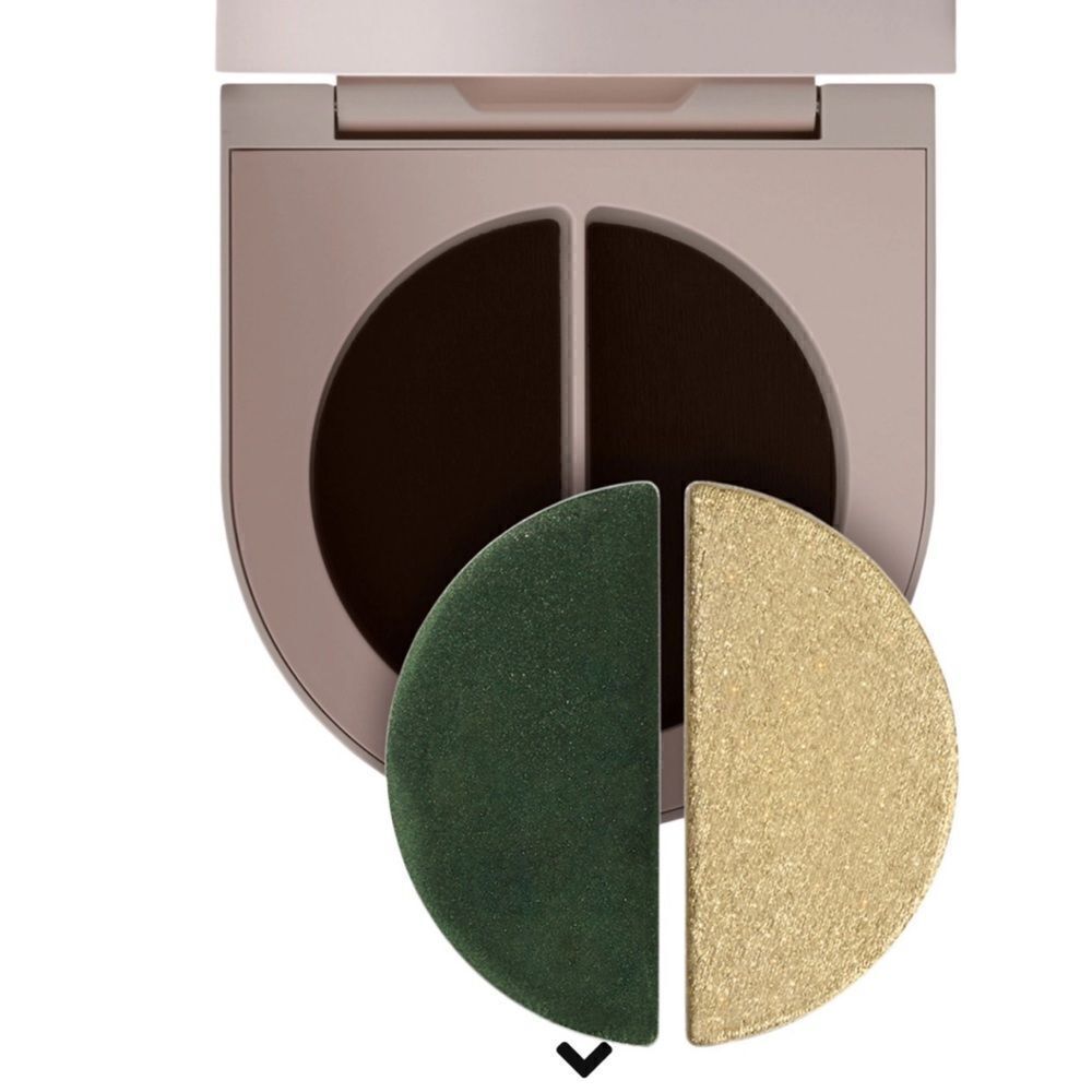 ROSE INC Satin & Shimmer Duet Powder & Cream Eyeshadow Satin Olive Khaki Shimmer